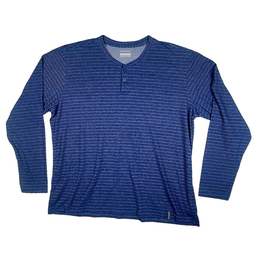 REI Co-op Tech Tee Mens XXL Long Sleeve Quick-Dry Performance Blue Black Striped